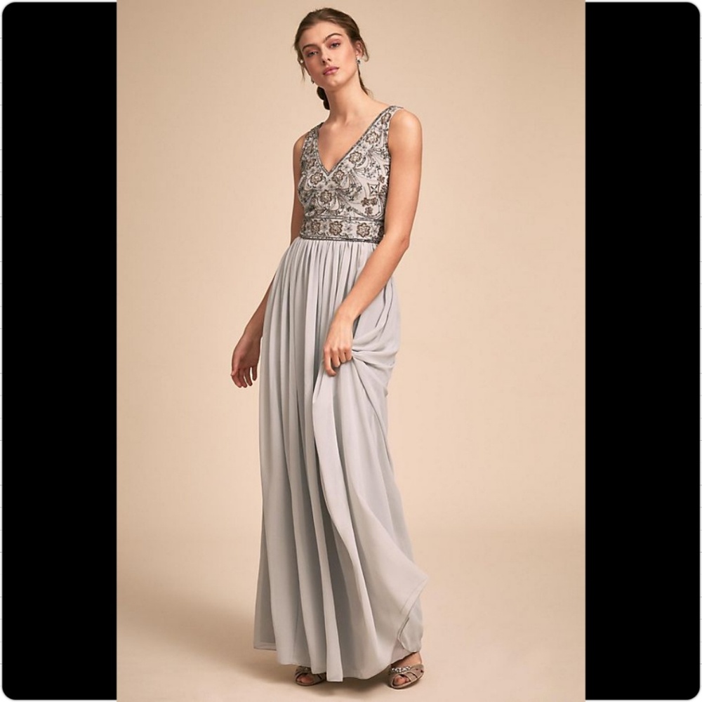 BHLDN Mischa Bridesmaid Dress Fog (Silver/Gray)